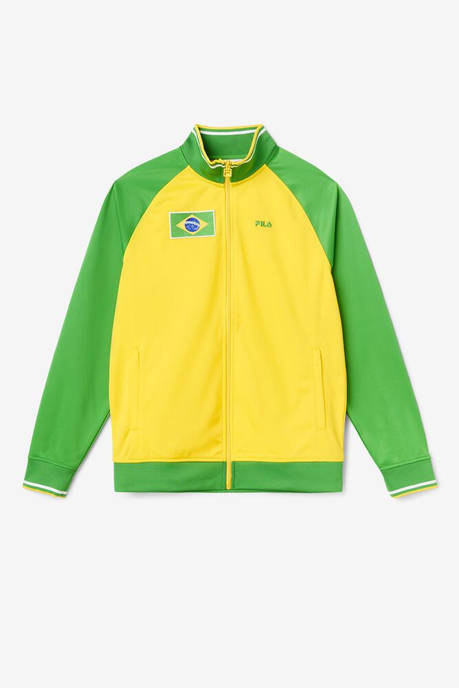 Fila Jacket Womens Yellow/Green - Brazil Track - Philippines 9126740-OG